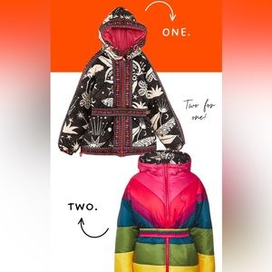 SOLD Farm Rio Cerrado Sky + Rainbow Reversible Puffer